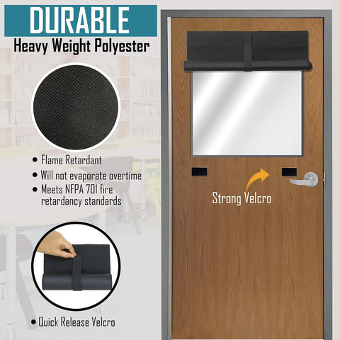 ALP® Lockdown Shades for Classroom Window & Door Coverings for School Safety in Traditional Fabric. Patented Blackout Design for Lockdowns. Custom & Standard Sizes. Made in USA (Polyester, 10" x 30")