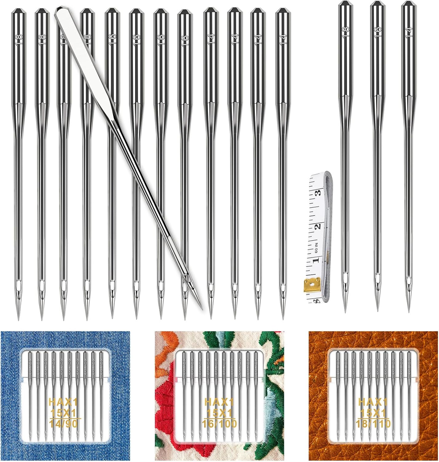 30PCS Size 90/14 100/16 110/18 Universal Sewing Machine Needles