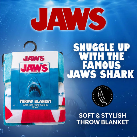 Silver Buffalo Jaws Movie Poster 45" x 60" Fleece Throw, Soft and Cozy Blanket, 250 GSM