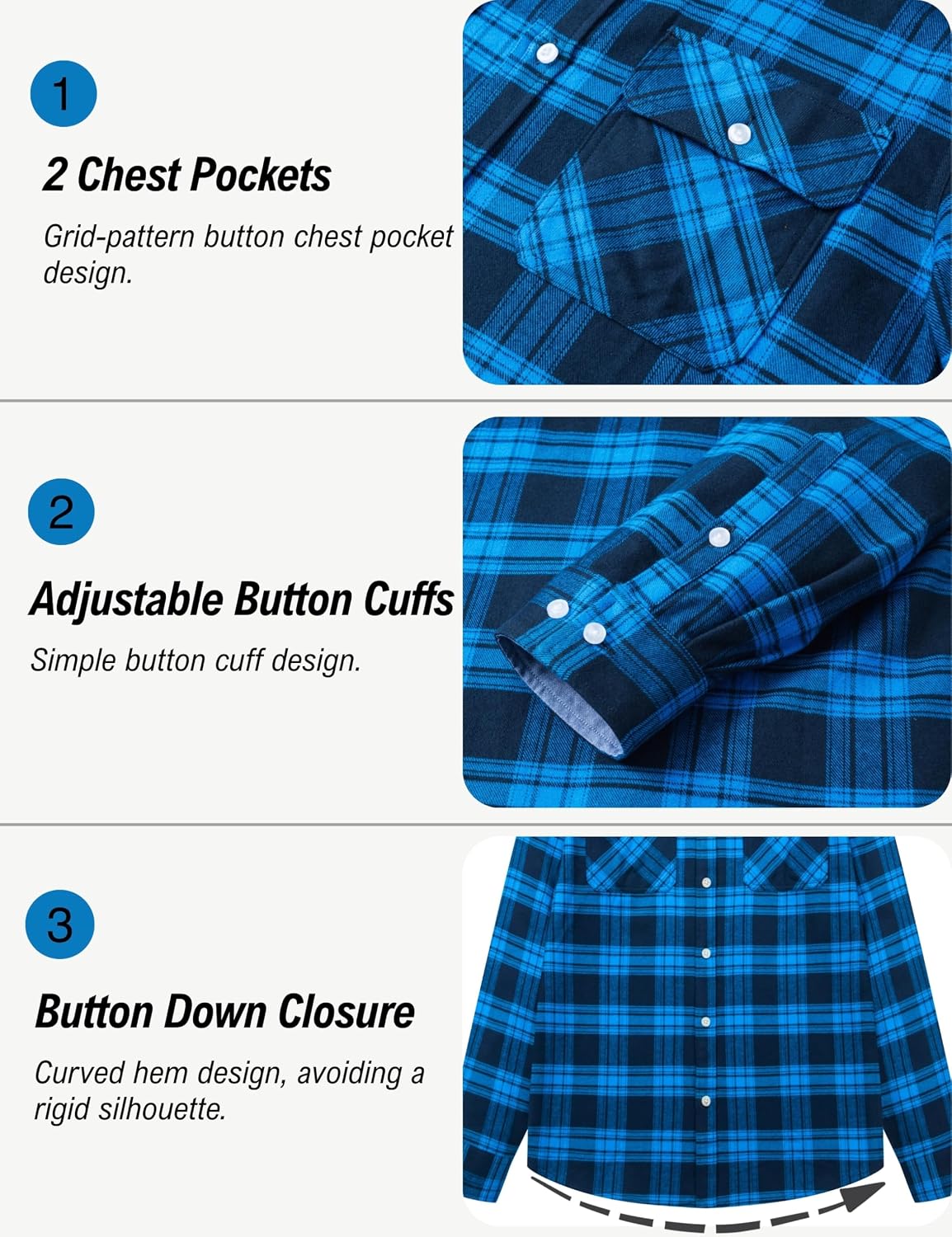 MAGNIVIT Flannel Shirt for Men Cotton Long Sleeve Plaid Shirt with Pockets