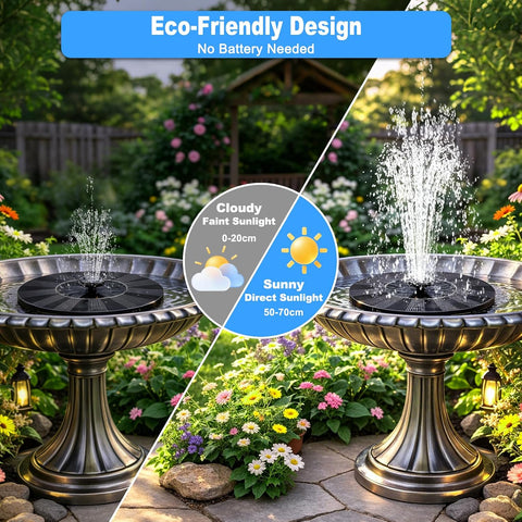 Solar Fountain, Upgraded Bird Bath for Outside Garden Patio Pond