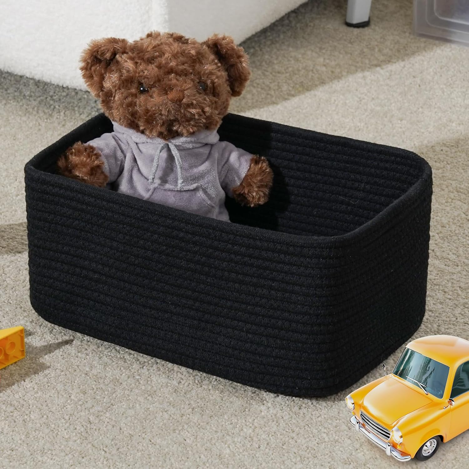 3 Pack Storage Baskets for Organizing, 13.7×9.5×6.3", Black