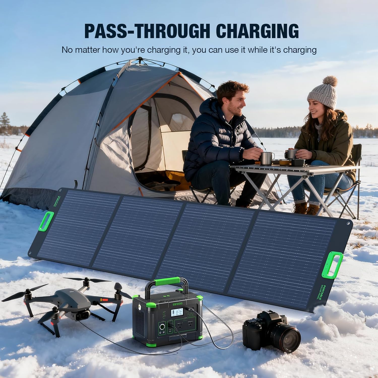 Portable Power Station 1000W 999Wh Solar Generator for Outdoor Camping
