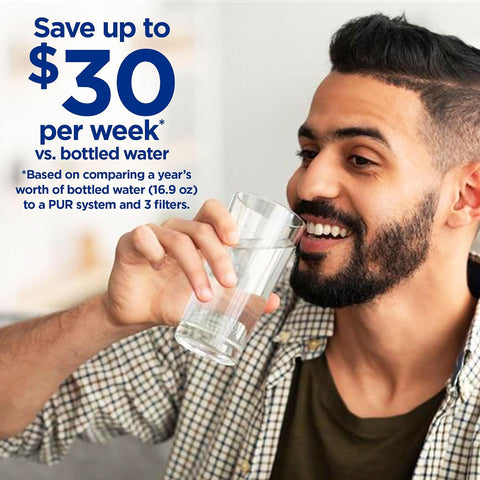 PUR Plus Faucet-Mount Water Filtration System, Lead-Reducing Filter, Grey