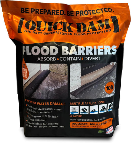 Quick Dam Water Activated 10ft Flood Barrier, Pack of 1