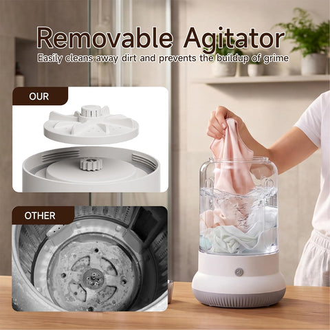 Mini Washing Maching，Rechargeable Small Underwear Washer（White）