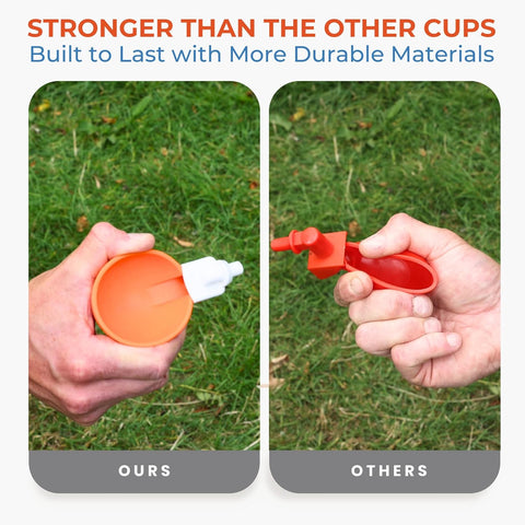Lil'Clucker Large Automatic Chicken Waterer Cups | Chicken Water Feeder Suitable for Chicks, Duck, Goose, Turkey and Bunny | Poultry Water Feeder Kit (Orange, 8-Pack)