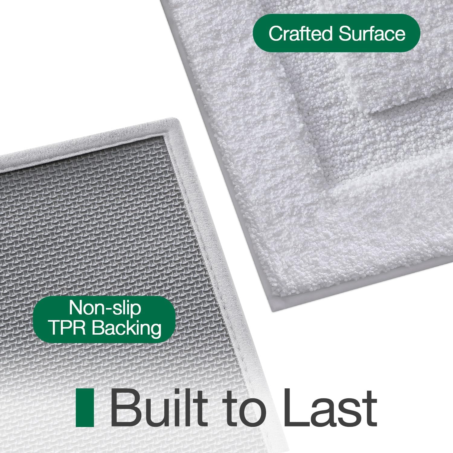 LUMI Ultra Soft Bathroom Rugs Absorbent, Non Slip Bath Mat 16X24, White