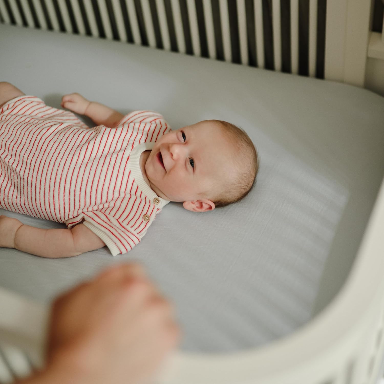 mushie Extra Soft Muslin Fitted Crib Sheet | 192 Thread Count | 28"x 52" (Baby Blue)