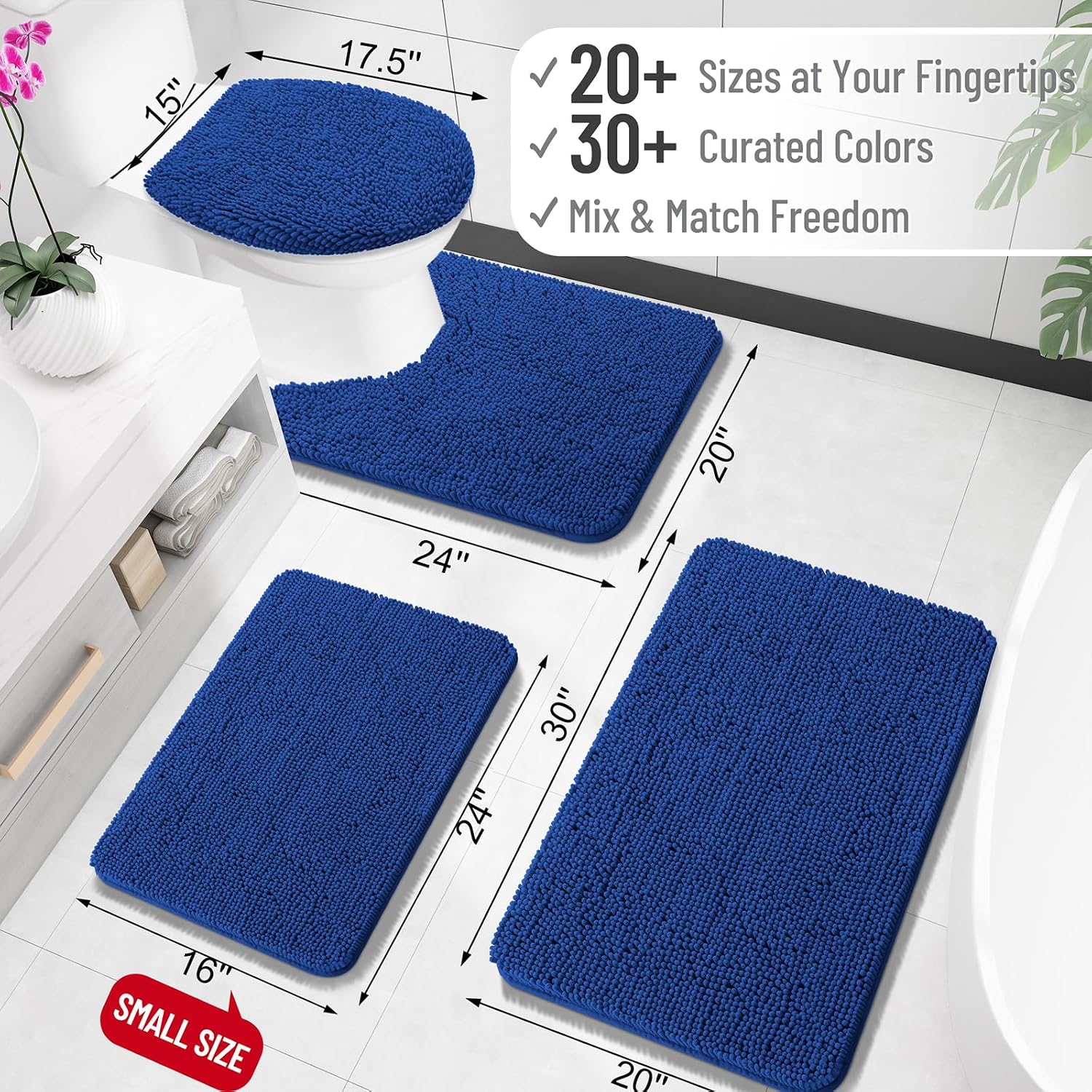 OLANLY Bathroom Rugs 30x20, Extra Soft Absorbent Chenille Bath Rugs