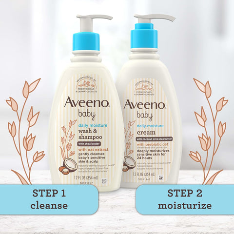 Aveeno Baby Daily Moisturizing Wash & Shampoo, Coconut Scent, 12 fl oz