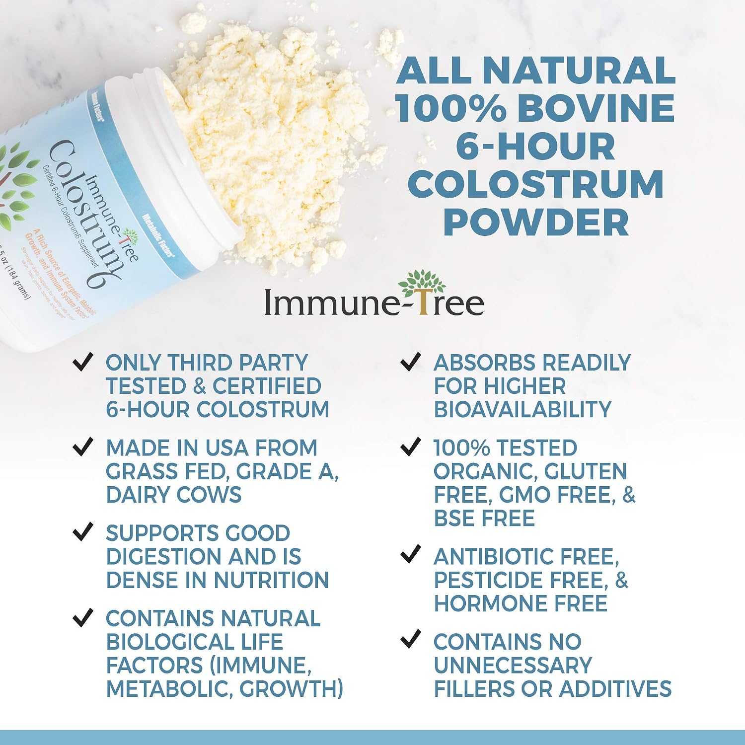 Grass-Fed Bovine Colostrum Powder Supplement, Immune & Gut