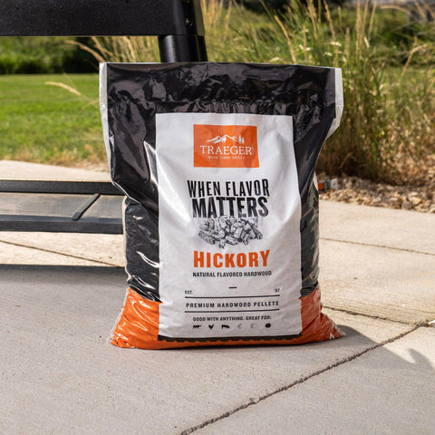 Traeger Grills Hickory 100% All-Natural Wood Pellets for Smokers and Pellet Grills, BBQ, Bake, Roast, and Grill, 18 lb. Bag