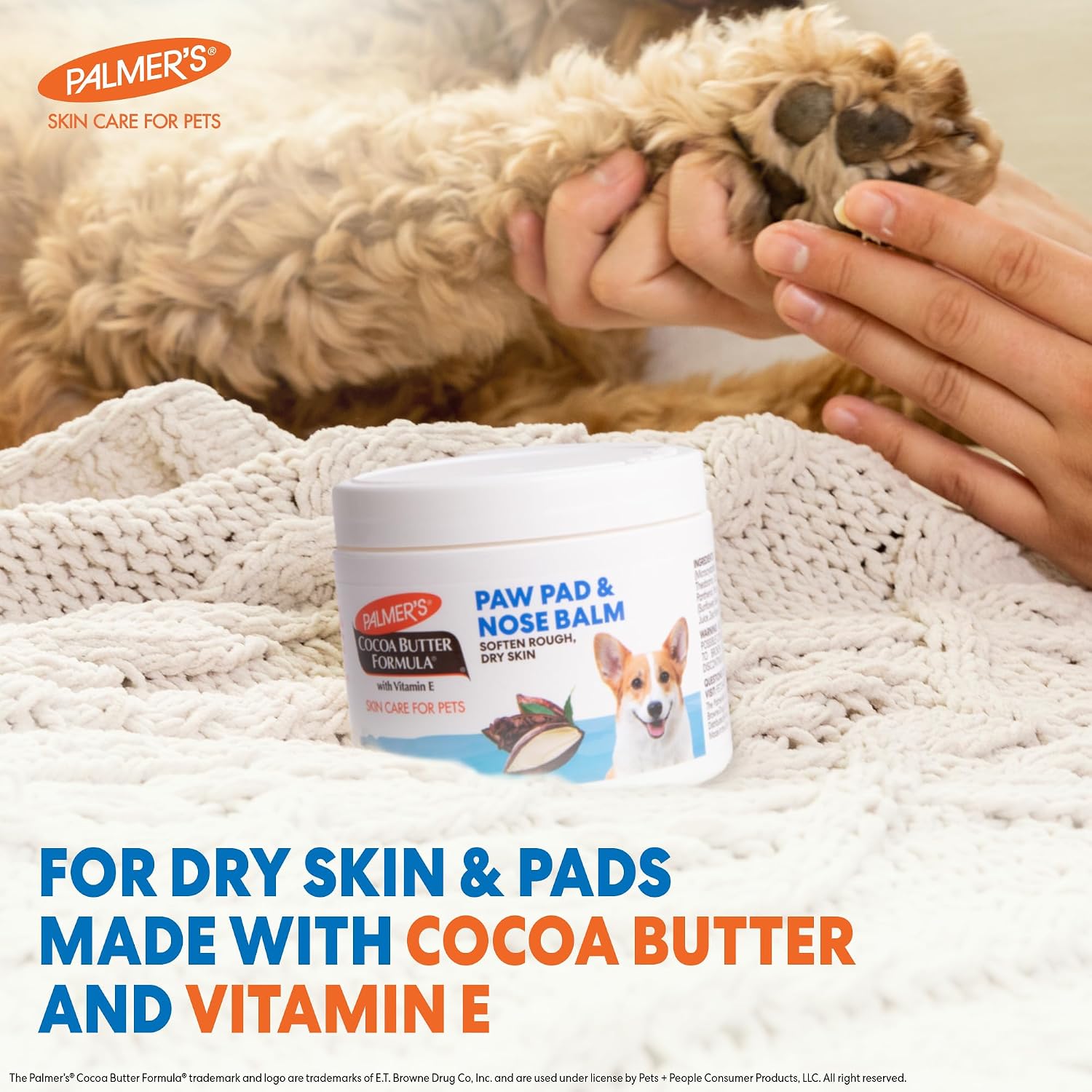 Palmers for Pets Cocoa Butter Paw Pad and Nose Balm for Dogs, 3.5 Oz