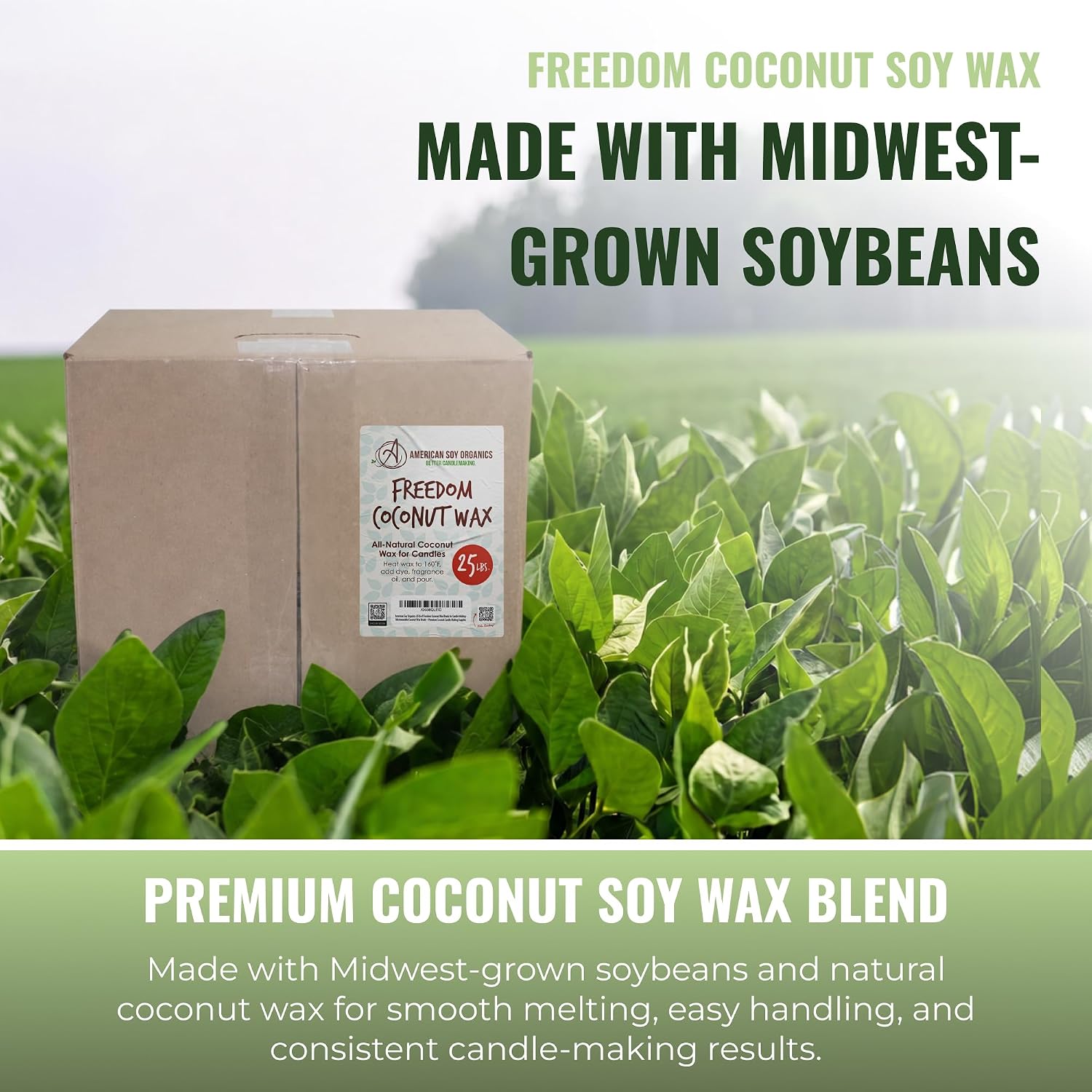 American Soy Organics Freedom Coconut Soy Wax Beads, Candle Wax, 25 lbs