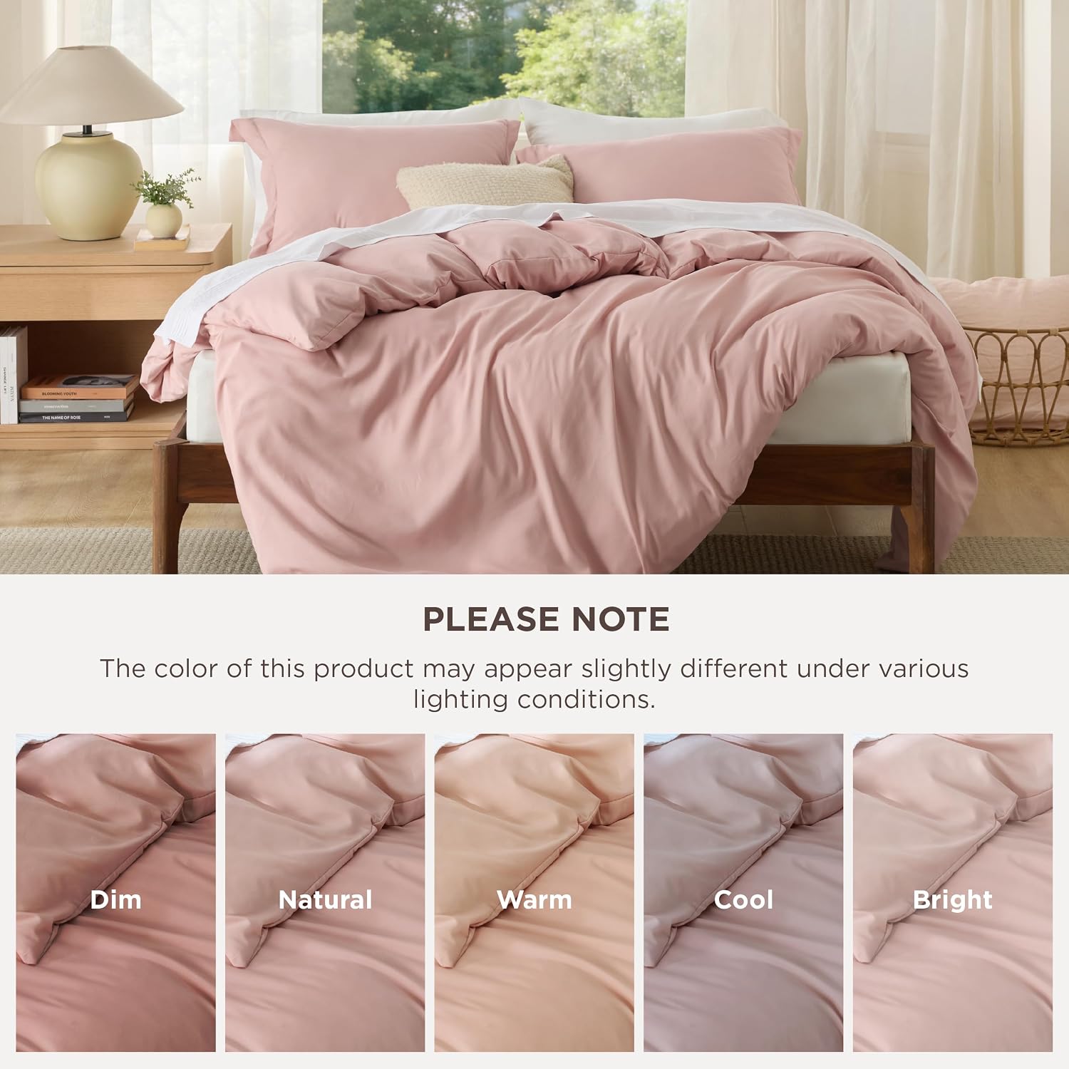 Bedsure Duvet Cover Full Size, 3Pcs Double Brushed Bedding Set, Blush Pink
