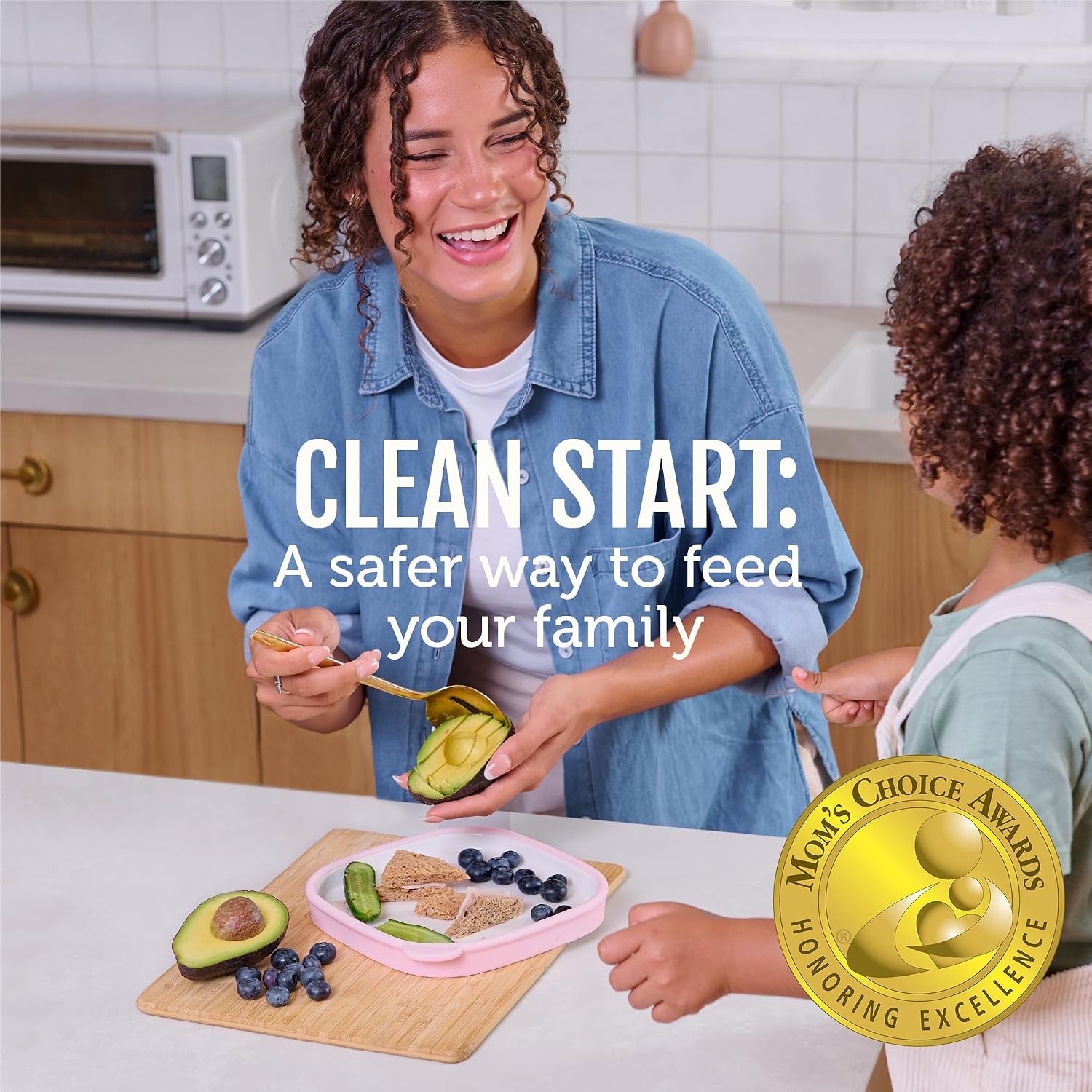 Ello Clean Start Ceramic Toddler Plates with Sleeves, 2 Pack, Dewdrop