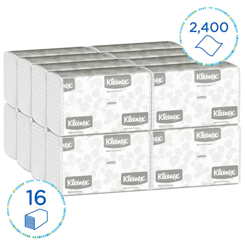 Kleenex® Multi-Fold 1-Ply Hand Towels, 9-3/16" x 9-3/8", 150 Towels Per Sleeve, Case Of 16 Sleeves