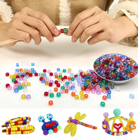 Transparent Clear Pony Beads for Friendship Bracelets for Jewelry Making 1000 Pcs Plastic Colourful Beads for 6x9mm for DIY Bracelet Necklace Party Decoration Supplies