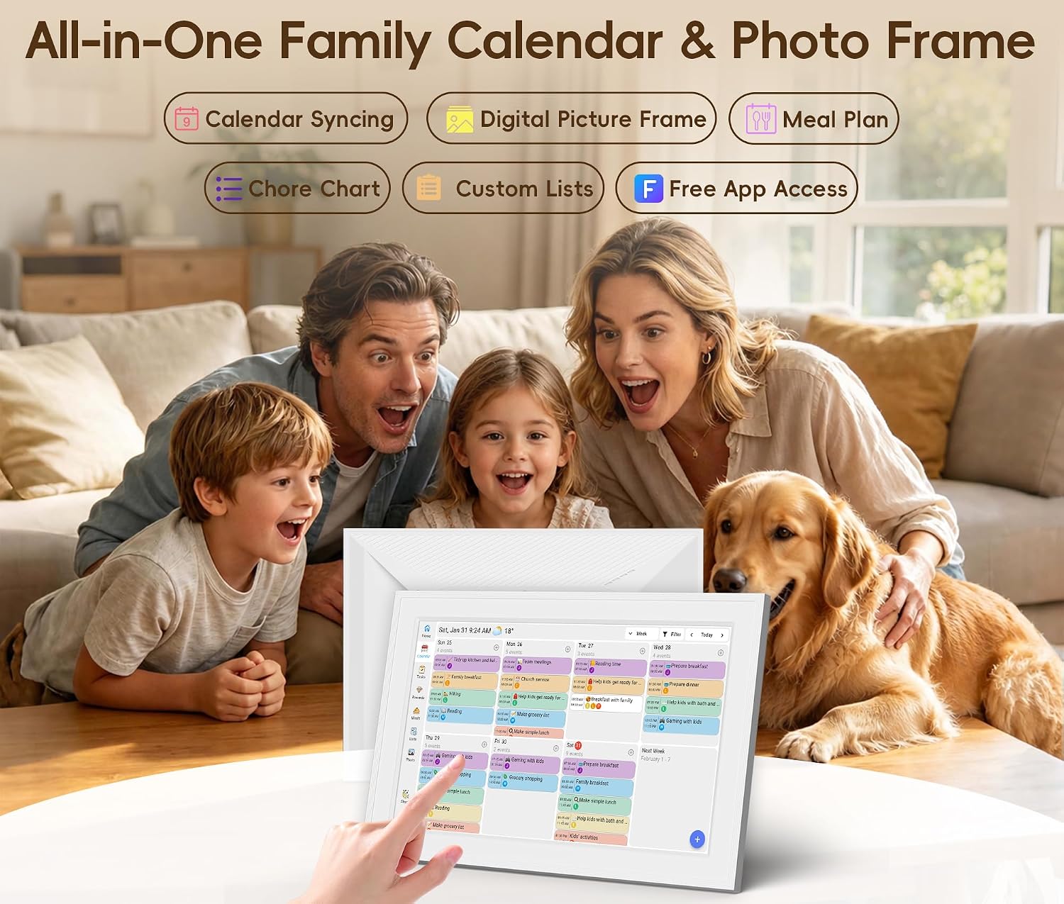 Digital Calendar, 10.1-inch Smart Wall Planner Electronic Calendar & Chore Chart | Smart Touchscreen Family Calendar & Interactive Display for Schedules, Organize Your Daily & Family Routines, Desk & Wall Mount