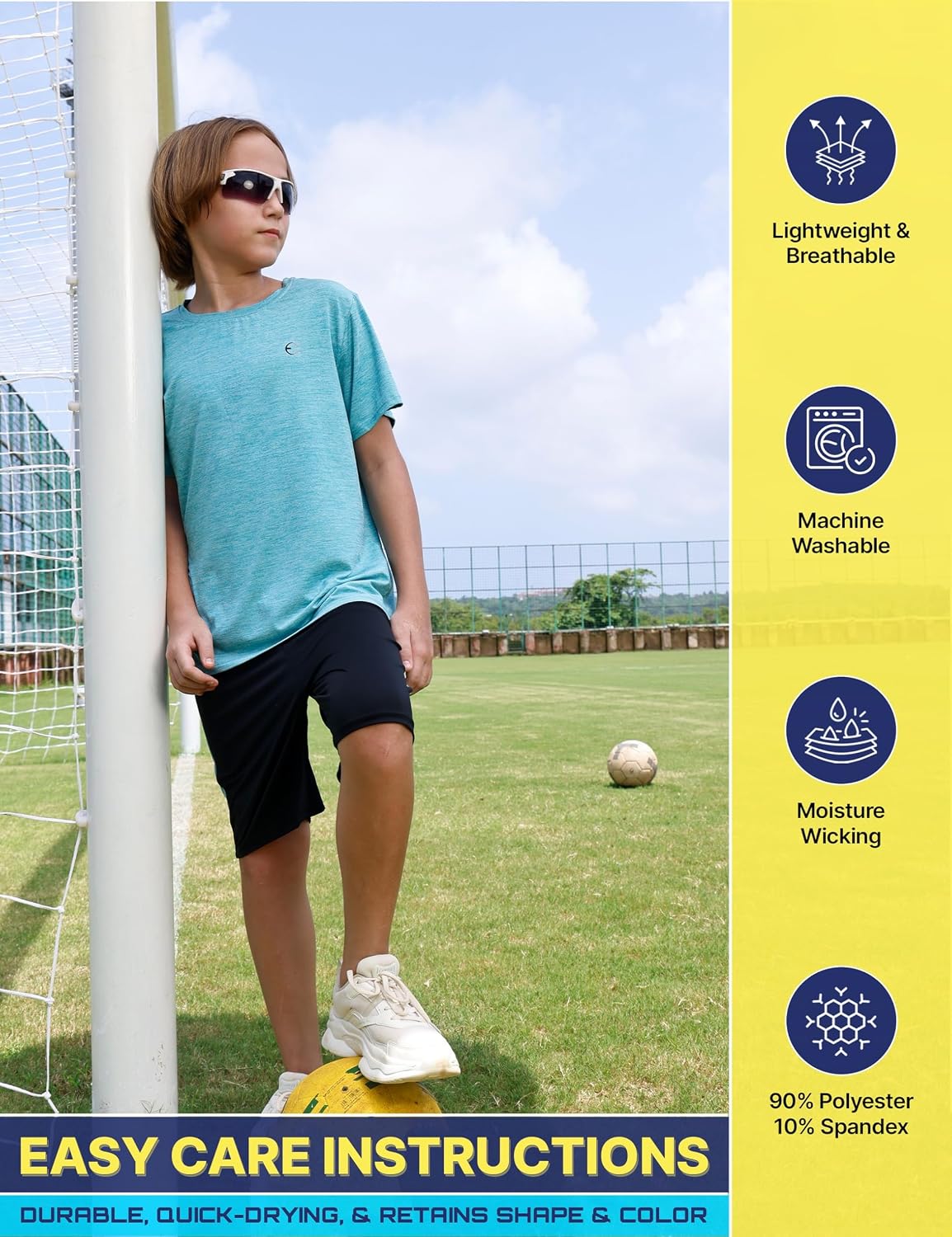 Boys Performance Crew Neck T-Shirt & Athletic Shorts 4-Piece Set
