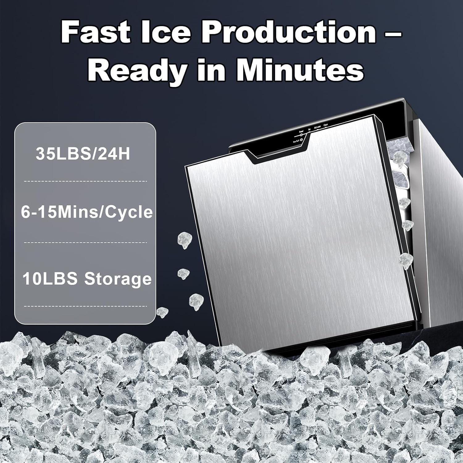 SOZT® Nugget Ice Maker Countertop, 35LBS/24H, 10LBS Storage