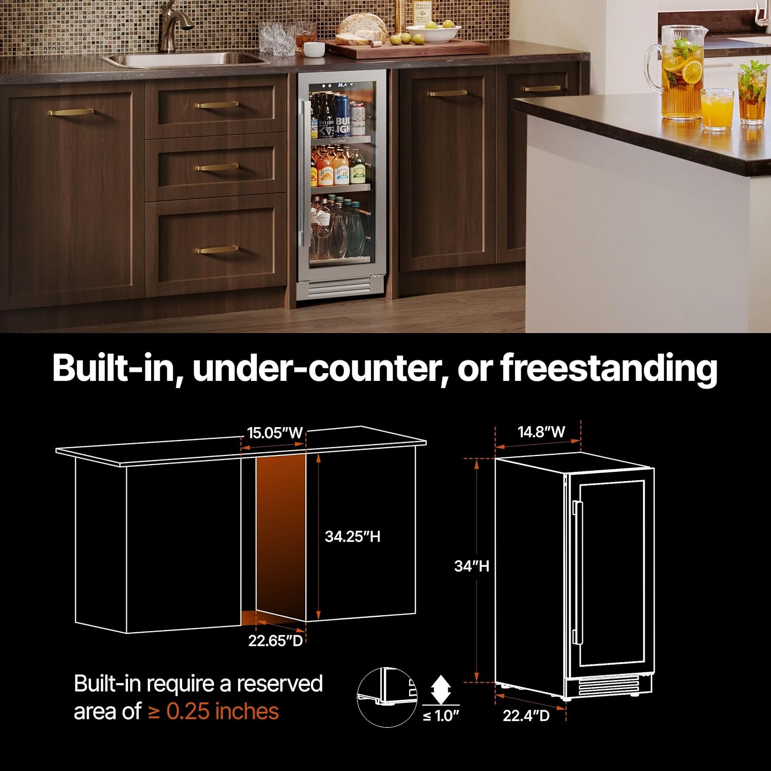 Ca'Lefort 15 inch Beverage Refrigerator, 100 Can Beverage Fridge