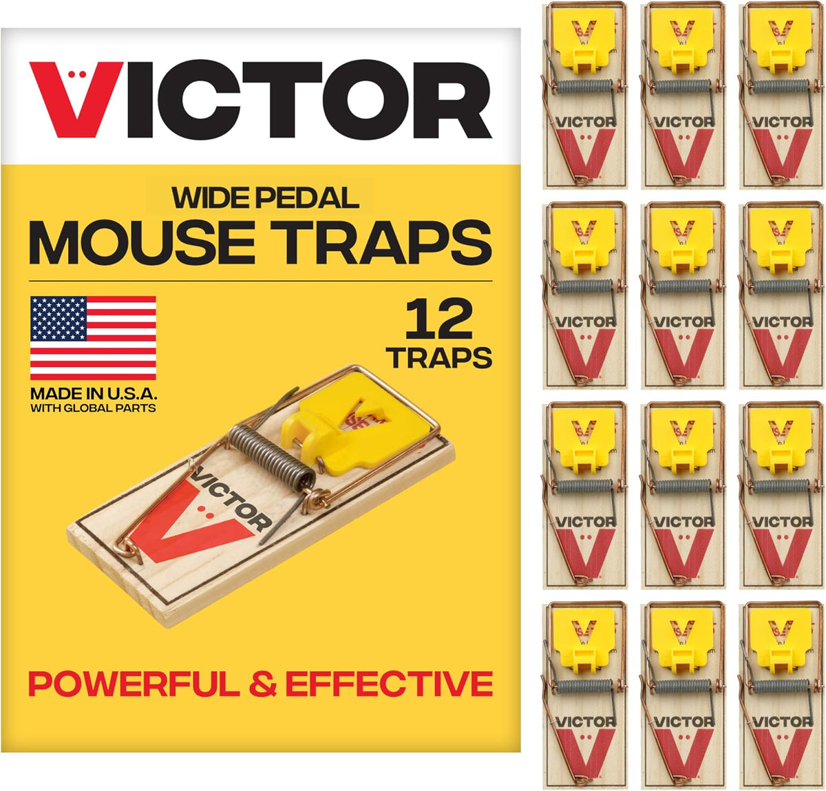 Victor Wide Pedal Mouse Traps, 12-Pack, Plastic Pedal Snap Traps