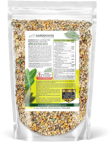 Gardenwise 8-4-8 Professional Palm Tree Fertilizer Plant Food; for Indoor Potted Plants and Outdoor Landscape Palm Trees; Quick-Release Nitrogen Fertilizer and Continuous Feeding (1/2 Quart)