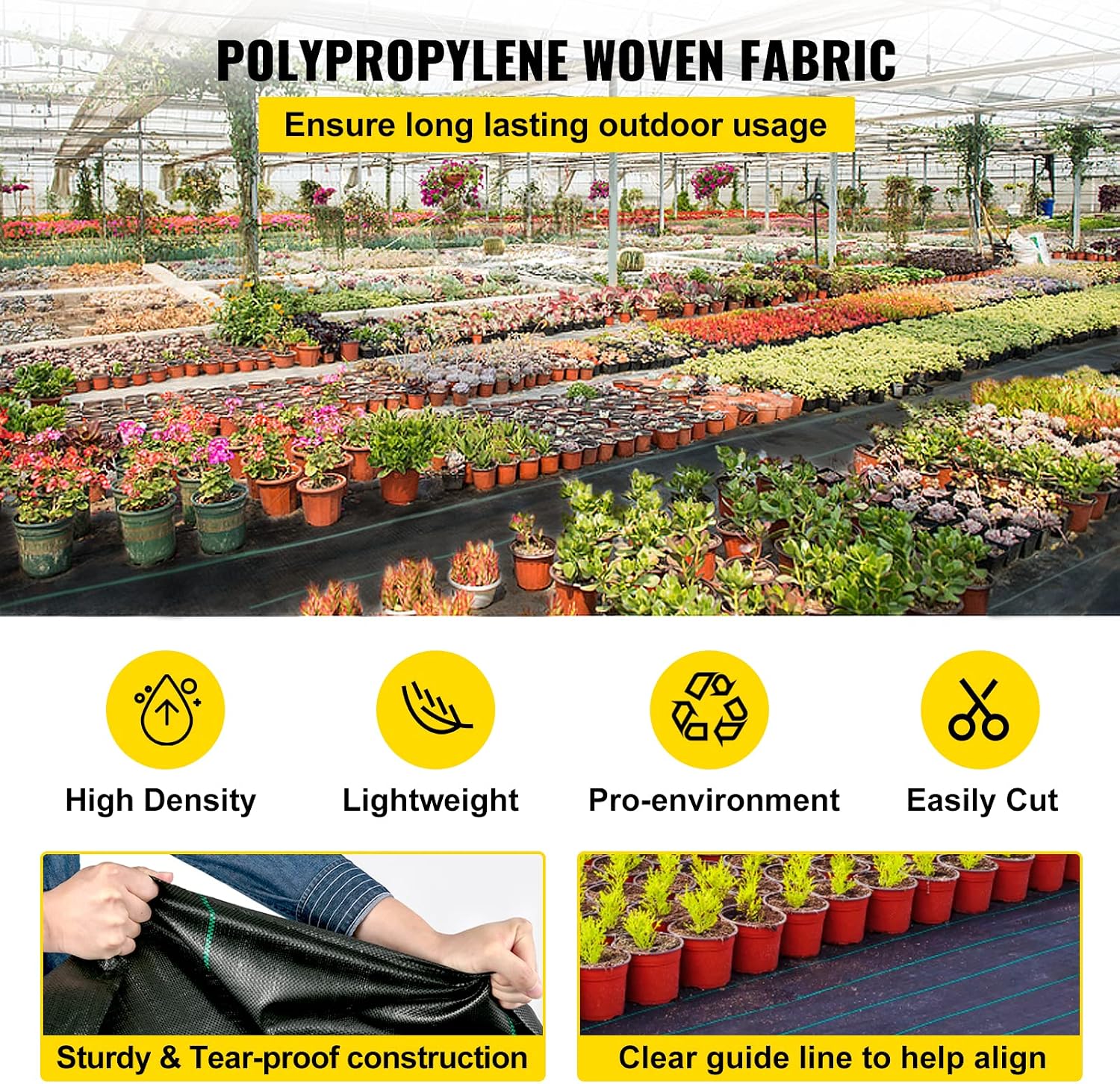 Happybuy 6.5FTx300FT Premium Weed Barrier Landscape Fabric Heavy Duty, 3OZ Woven Geotextile Fabric, High Permeability Good for Weed Blocker Gardening Mat, Driveway Fabric, Garden Weed Control Cloth