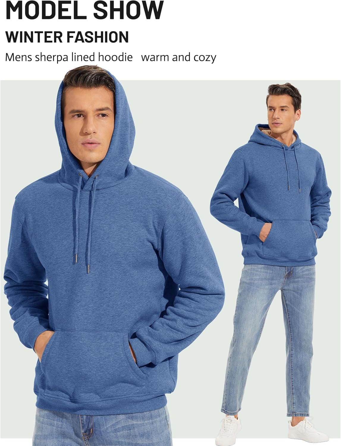 TACVASEN Men's Sherpa Lined Hoodies Winter Warm Fleece Hooded Sweatshirts