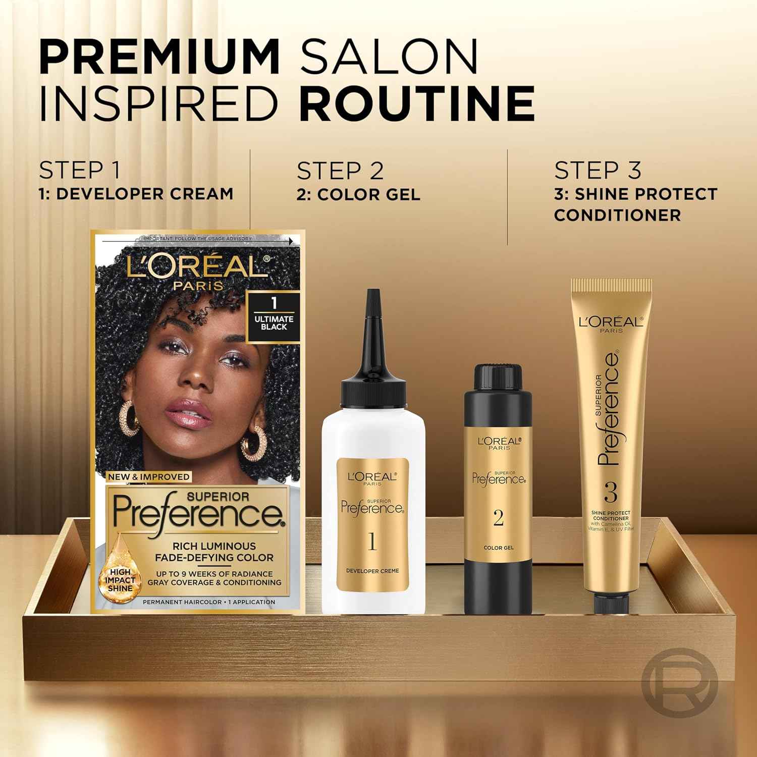 L'Oreal Paris Superior Preference Luminous Fade-Defying Permanent Hair Color, Hair Dye For Up to 9 Weeks of Radiance, Lightest Natural Blonde 9.5NB, 1 Hair Dye Kit (Pack of 3)