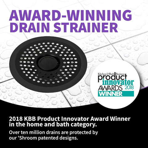 ShowerShroom Ultra Matte Black Hair Catcher, Stainless Steel Drain Protector, Fits All Shower Drains