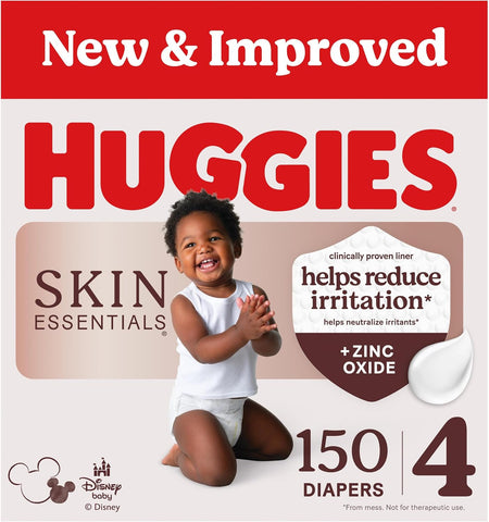 Huggies Skin Essentials Diapers Size 4, 150 Count (6 Packs of 25)