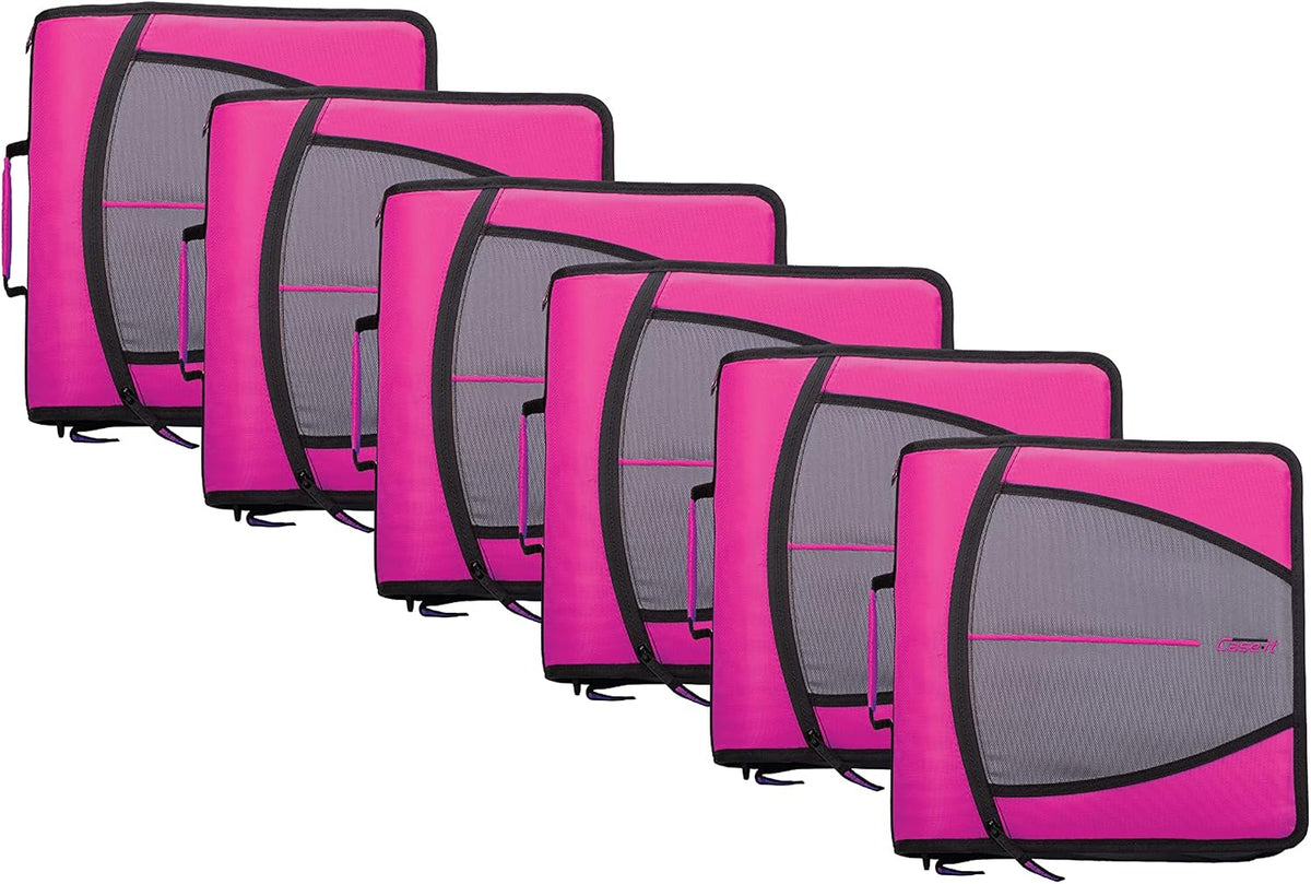 Case-it School Zipper Binder | 3-Inch O-Rings | 600-Sheet | D-146 Magenta