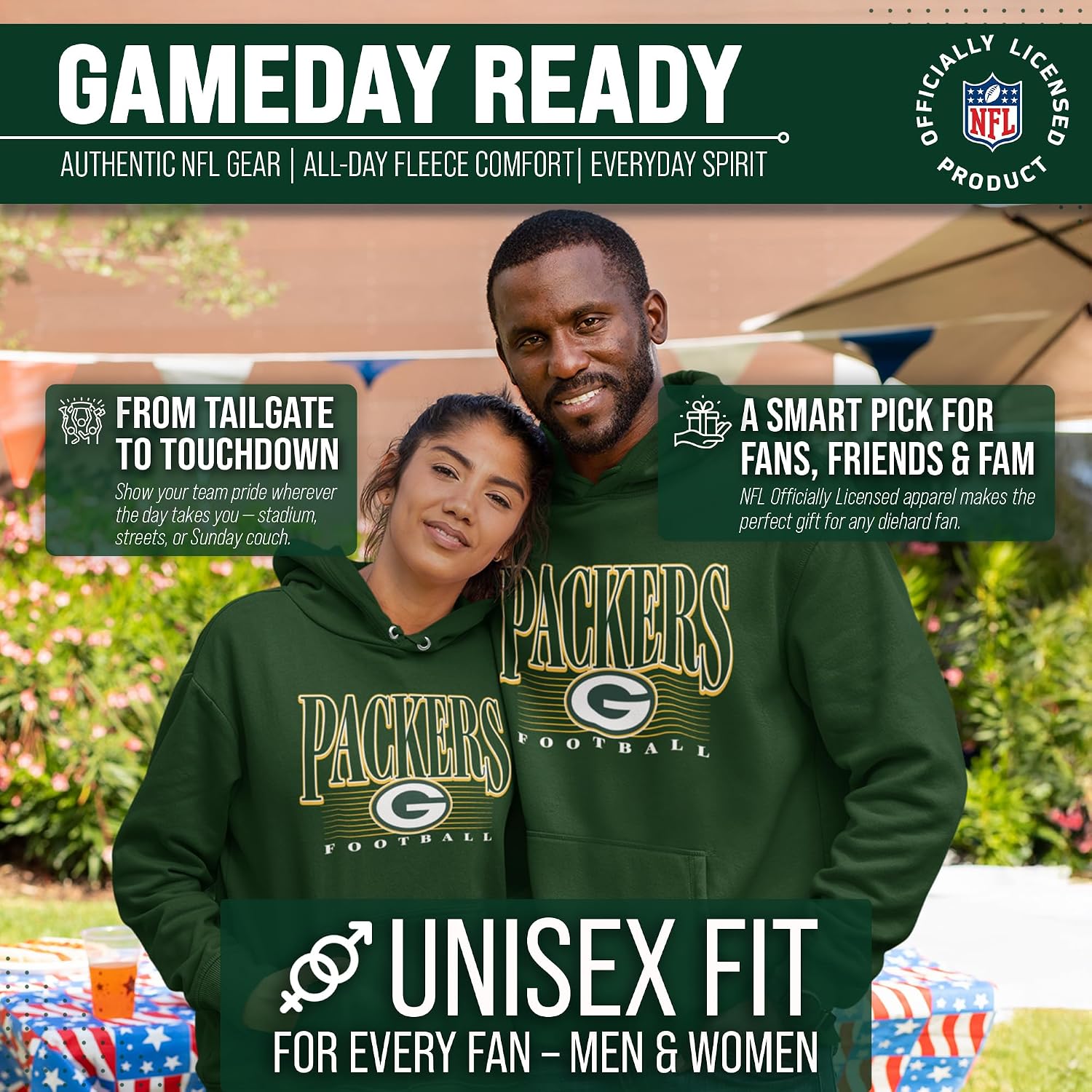 Team Fan Apparel NFL Fleece Pullover Hoodie Men Women Officially Licensed