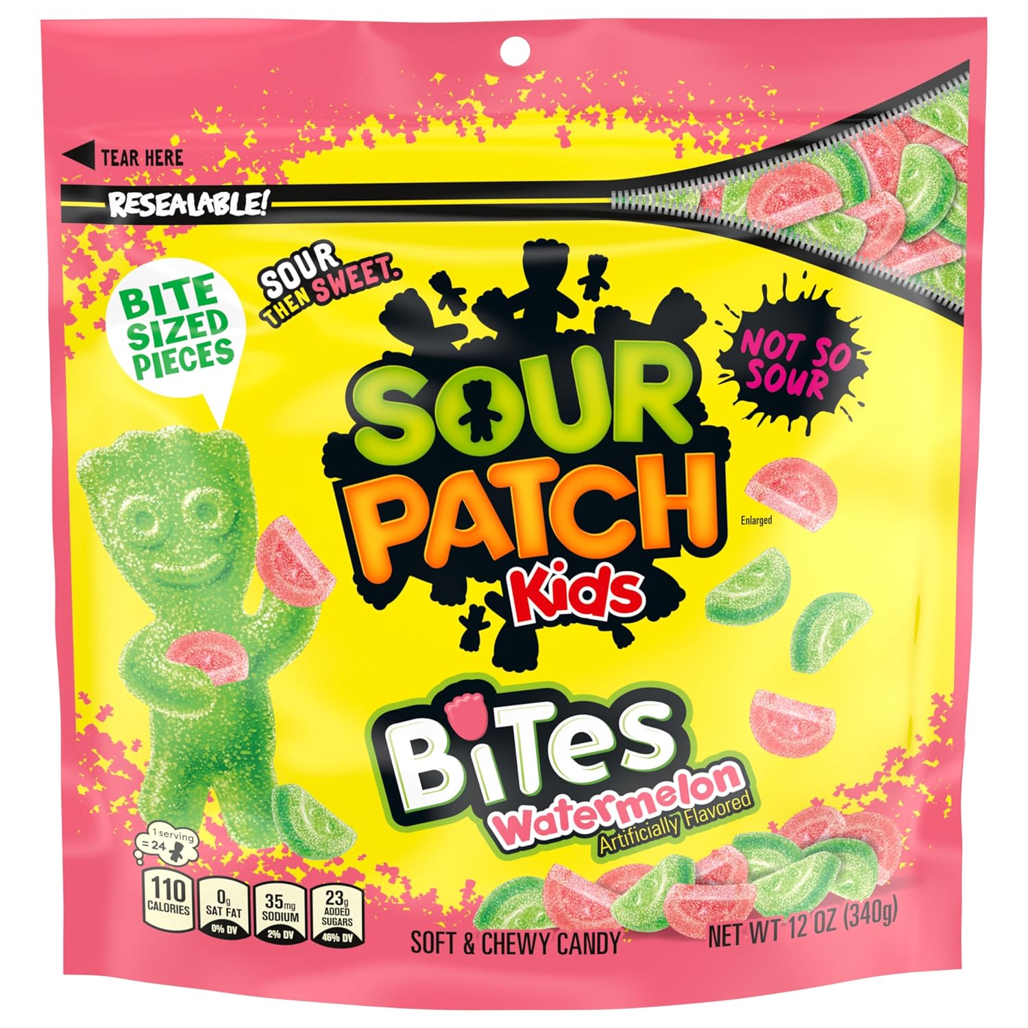 SOUR PATCH KIDS Bites Watermelon Soft & Chewy Candy, Bulk Candy, 12-12 oz Bags
