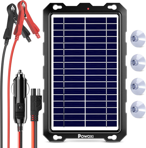 POWOXI 7.5W 12V Solar Battery Charger Trickle Maintainer Kit for Car