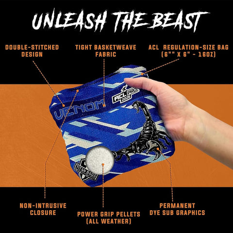 Titan Bags Venom ACL Cornhole Bags - Set of 4 - Speed 3/8