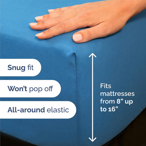 Cal King Size 4 Piece Sheet Set - Breathable & Cooling Sheets - Denim Blue