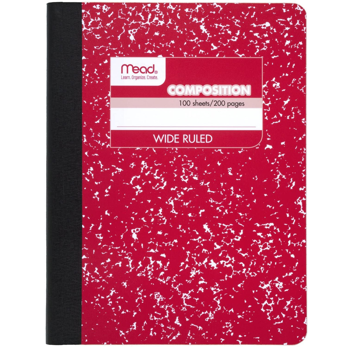 Mead Composition Notebook, Wide Ruled Paper, 7-1/2" x 9-3/4", 100 Sheets, Red Marble (09918AB5)