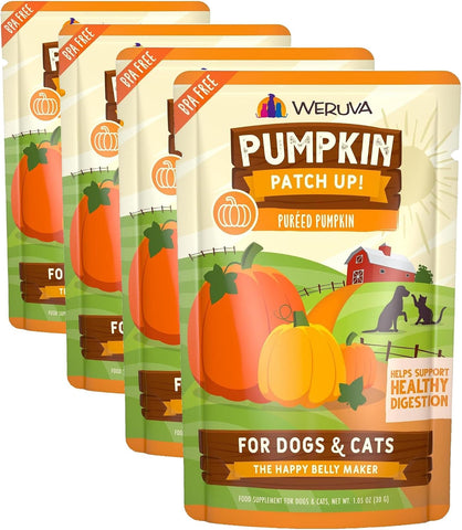 Weruva Pumpkin Patch Up! Pumpkin Puree Pet Food Supplement for Dogs & Cats, 1.05oz Pouch (Pack of 48)