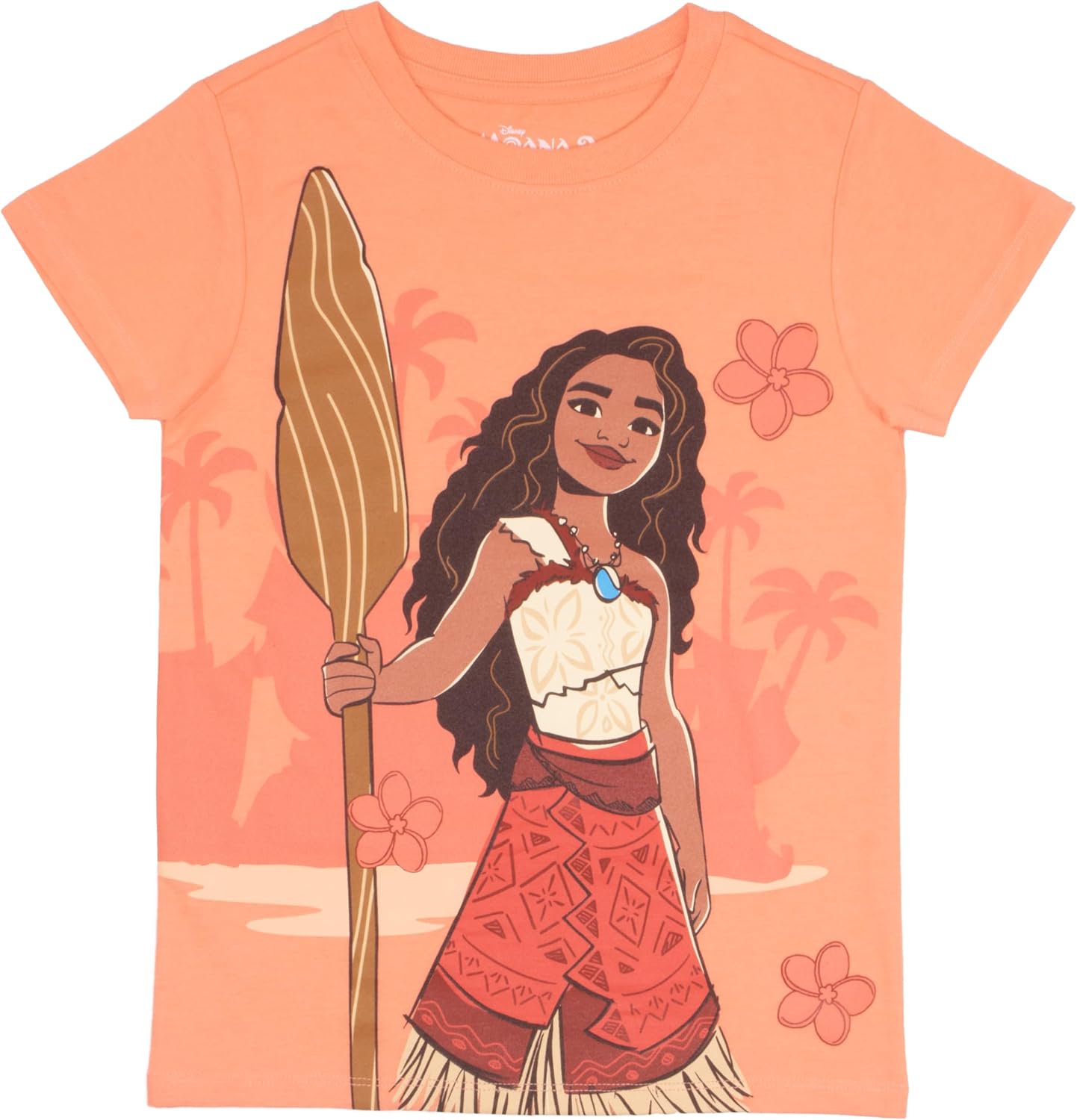 Disney Moana and Friends Girl's Graphic Print T-Shirt 2-Pack - Short Sleeve Tee Bundle for Kids