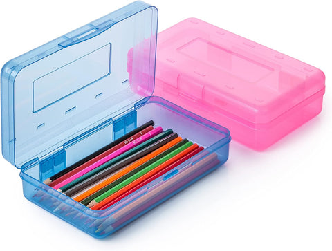 Mr. Pen- Plastic Pencil Case Box, 2 Pack, Large Crayon Marker Pen Organizer