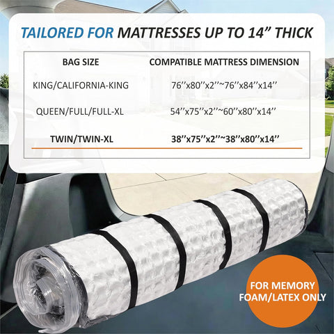 Foam Mattress Vacuum Bag with 4 Adjustable Straps, Twin/Twin XL