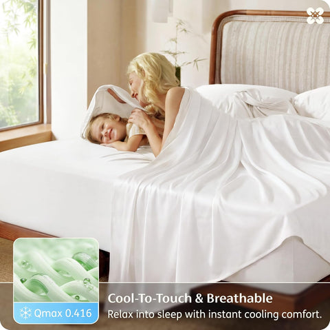 Bedsure PureWoven Queen Sheet Set Cooling Bed Sheets for Hot Sleepers 4PCS