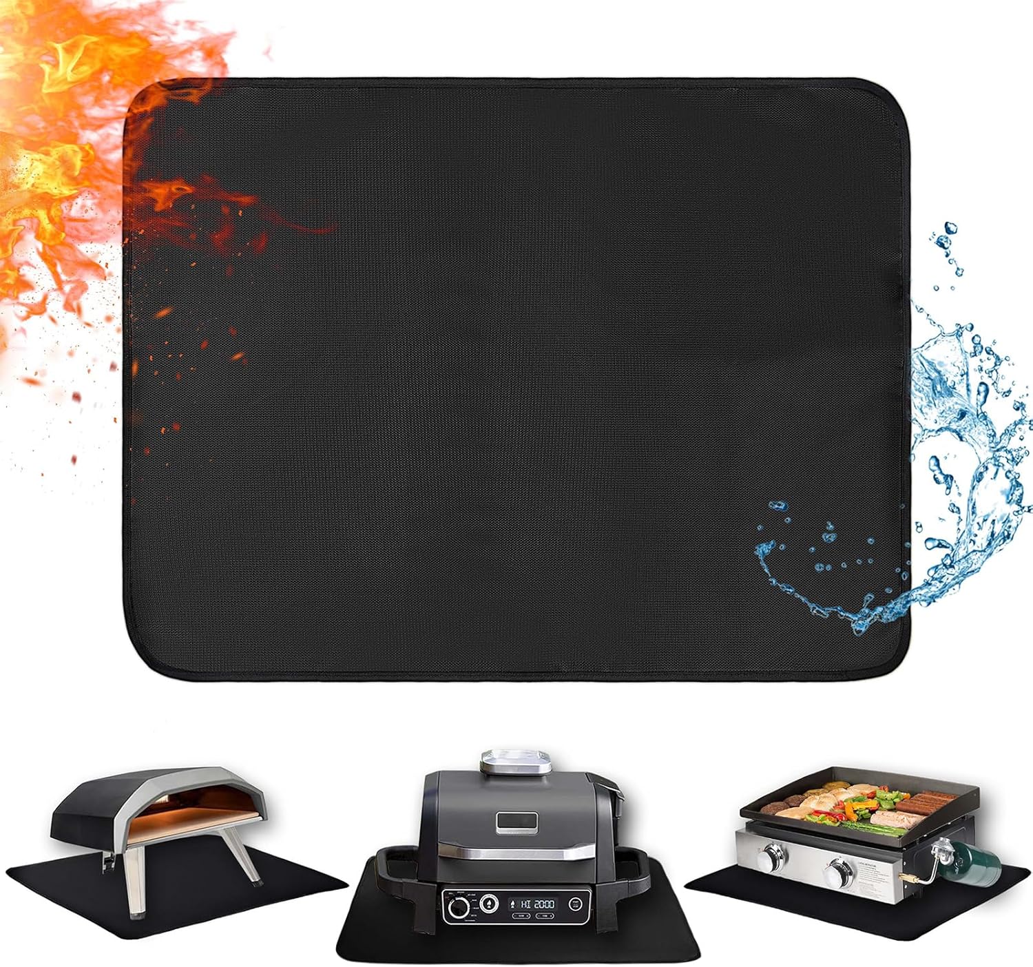 Heat Resistant Mats for Countertop fits Tabletop Grill, 25x19x0.04in, Black