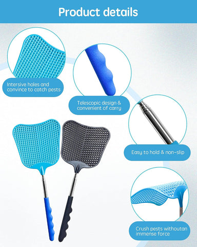 CUNCUI Fly Swatter Set of 2, Indoor Outdoor Telescopic Fly Swatters