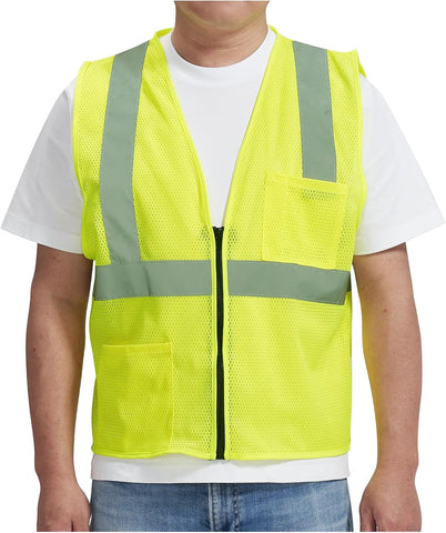 AYKRM 2 Pocket Mesh High Visibility Reflective Safety Vest for men & Women ANSI/ISEA 107 Standards