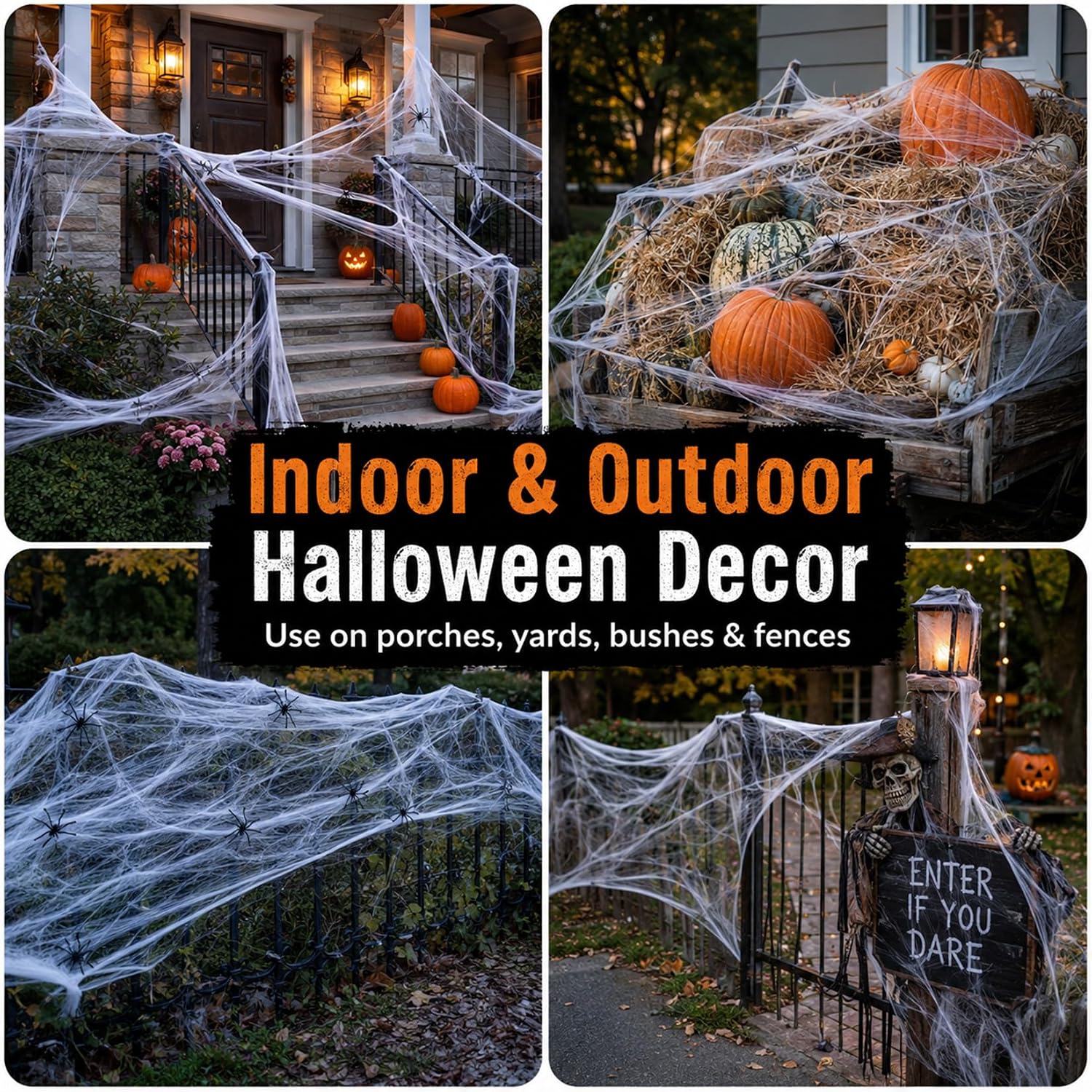 MAQIHAN 700 Sqft Halloween Spider Webs - Outdoor Cobwebs with 40 Spiders